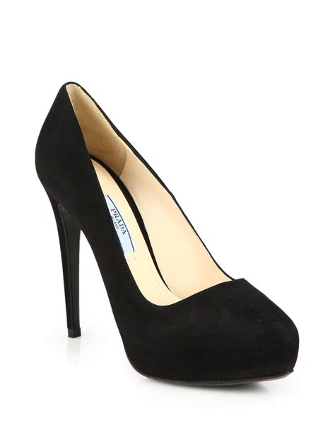 prada pumps black|Prada black suede pumps.